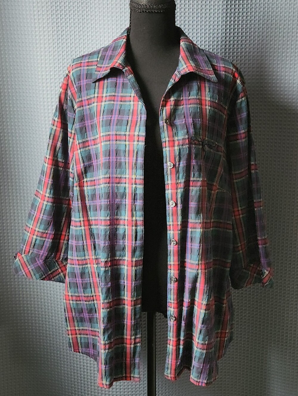 Allison Daley Multicolored Plaid Flannel Button-Up Top